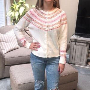 Y2K Tiara International Cardigan Sweater Fair Isle Size Medium